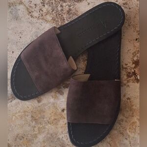 AZZURRA CAPRI "Katti Marrone"  Chocolate Brown Suede Slides - Size 40